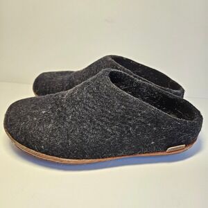 Glerups Wool Slip On Open Heel Clogs Charcoal Grey Natural Rubber Sole Size 37